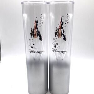 Disneyland Paris Exclusive Silver & Black Castle Tumblers/Champagne Flute/Glass
